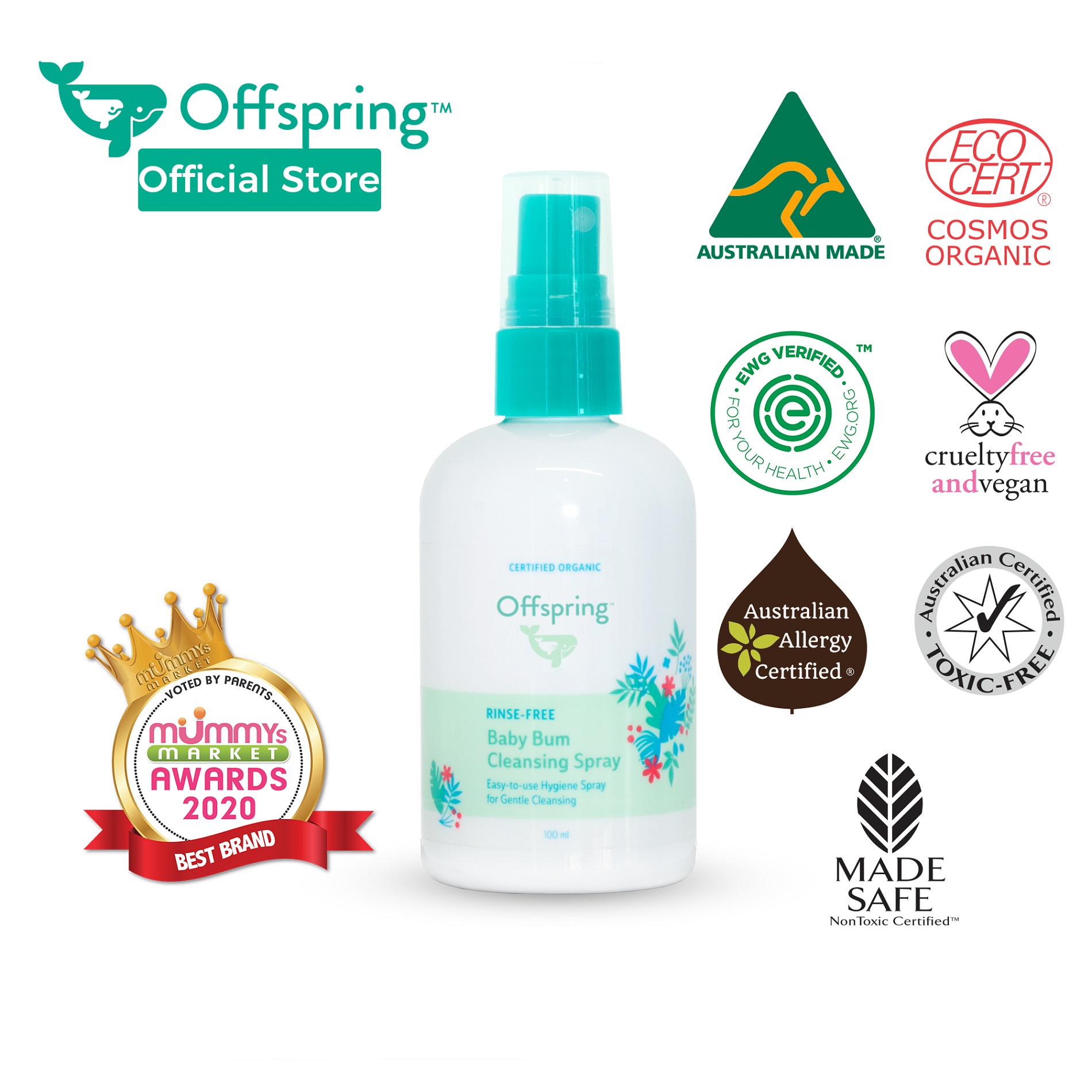 OFFSPRING RINSE-FREE BABY BUM CLEANSING SPRAY